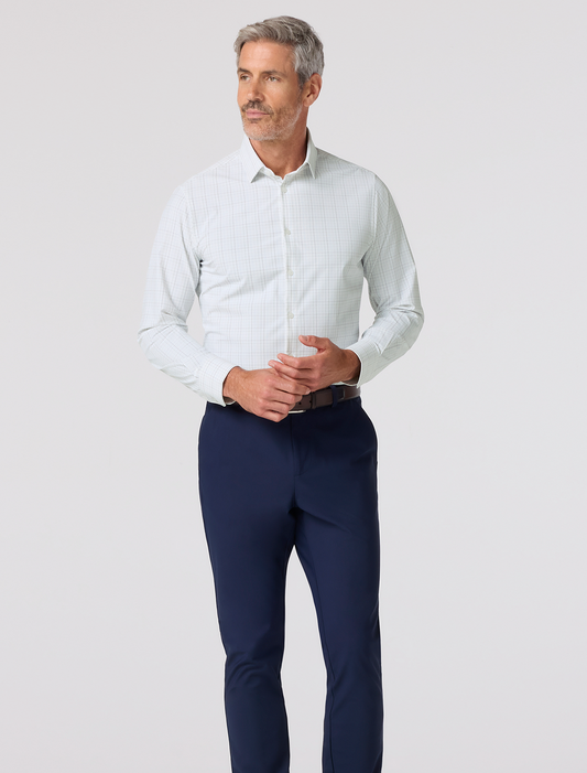 Leeward LS Dress Shirt - Eucalyptus Jordan Plaid