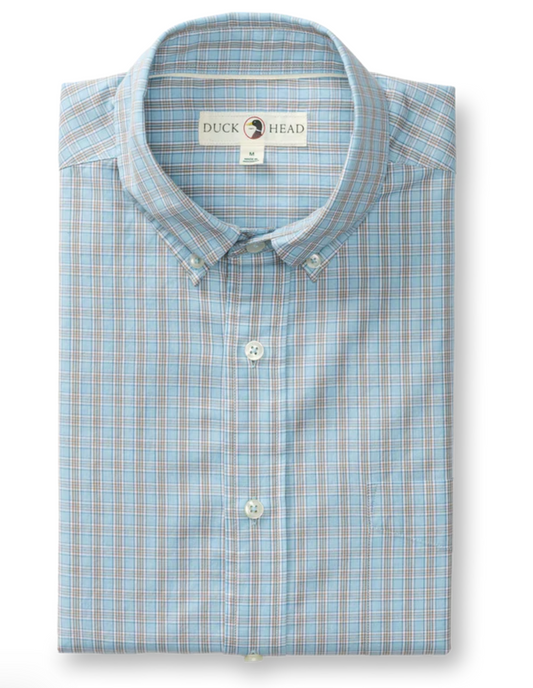 LS Cotton Cashmere Poplin Sport Shirt - Mattox Plaid Lake Blue