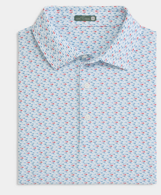 Youth Fin Frenzy Printed Performance Polo