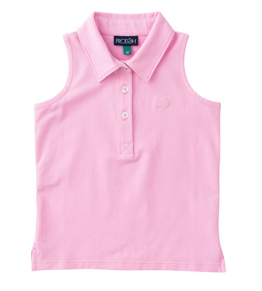 Girls Sleeveless Solid Cotton Polo