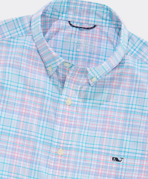 BYS Performance Parrotfish Plaid Button Up