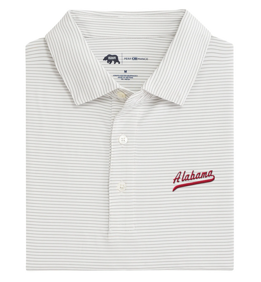 Alabama Baseball Script Birdie Stripe Polo