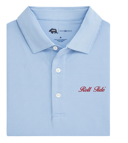 Alabama Roll Tide Script Hairline Stripe Polo