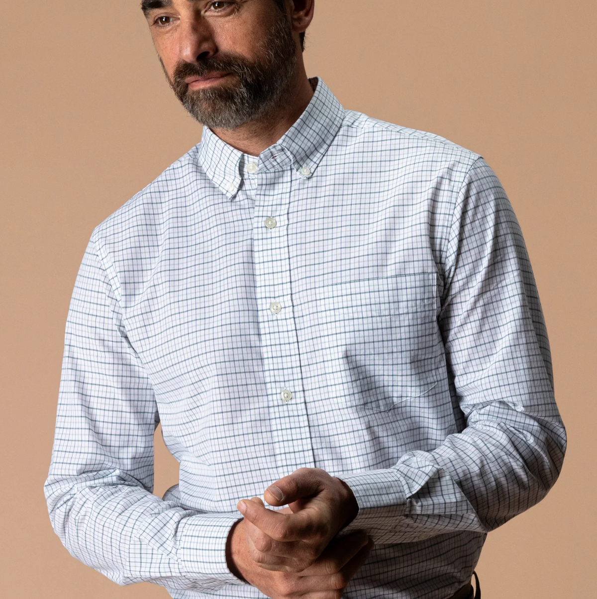 LS COTTON CASHMERE POPLIN SPORT SHIRT - TOLLIVER PLAID