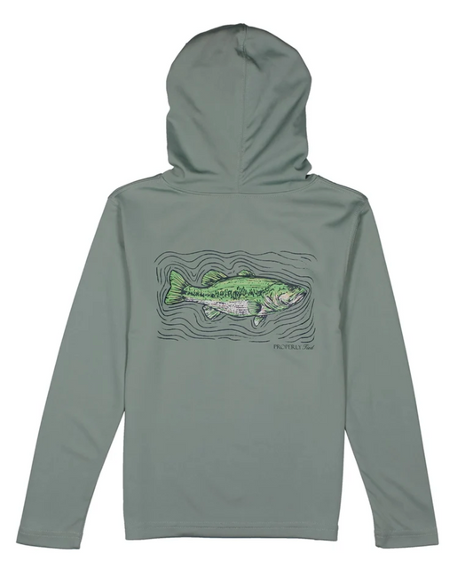 Boys Shade Performance Hoodie- Spotted Bass Frog