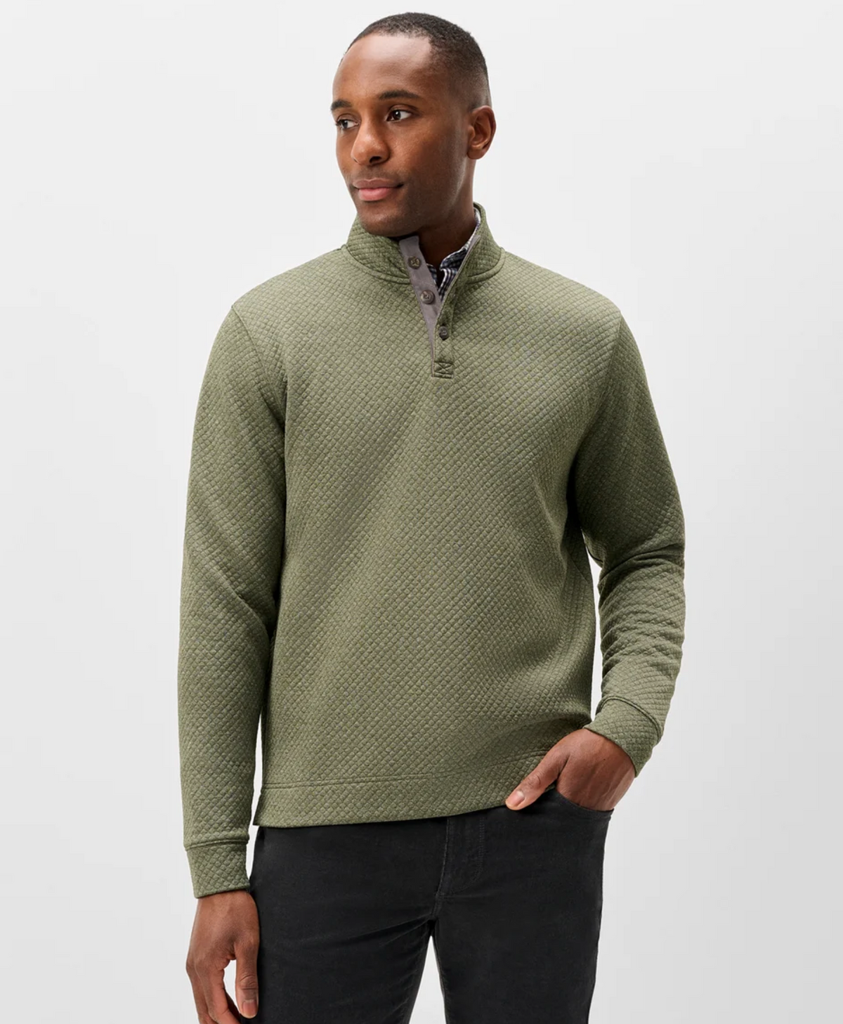 Rockwells Diamond-Quilted Henley Pullover