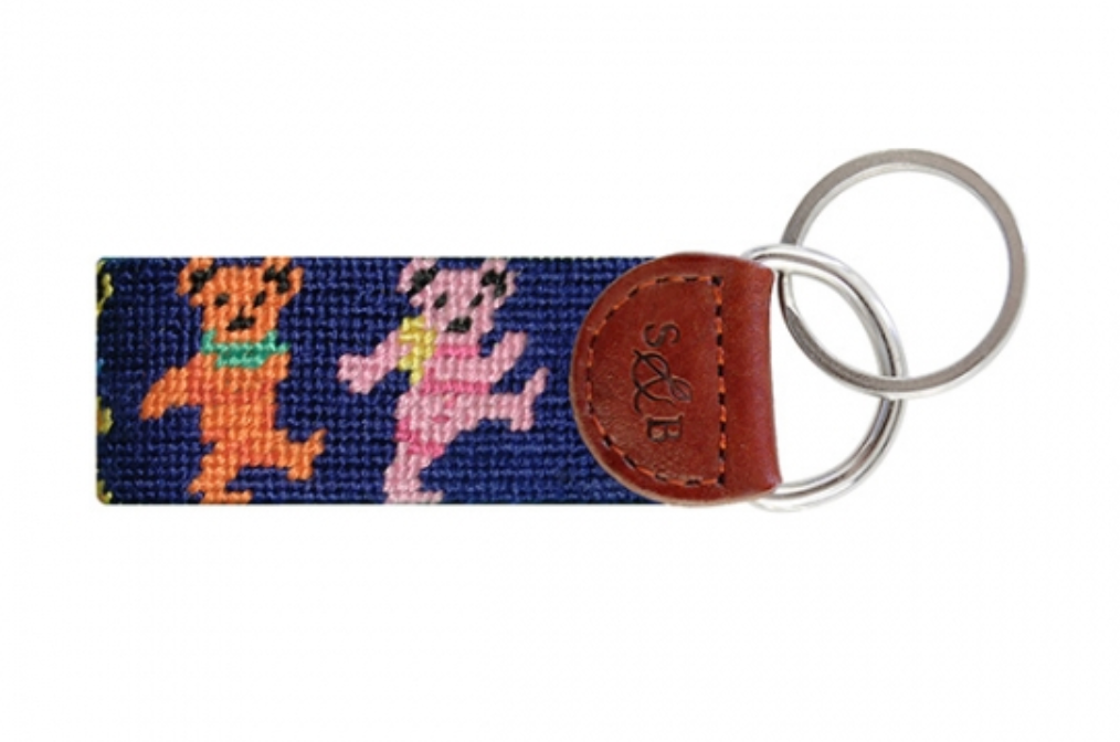 Dancing Bears Needlepoint Key Fob