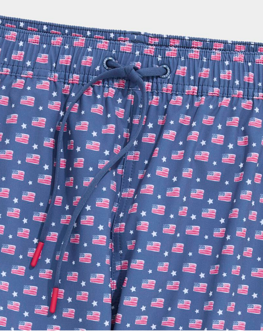 7" Printed Piped Chappy Trunks